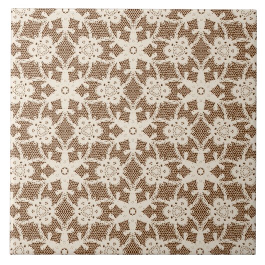 Carreau Dentelle antique - crème et marron (Devant)