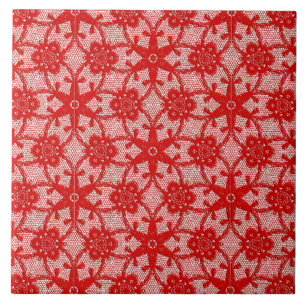 Carreau Dentelle antique - rouge profond et blanc