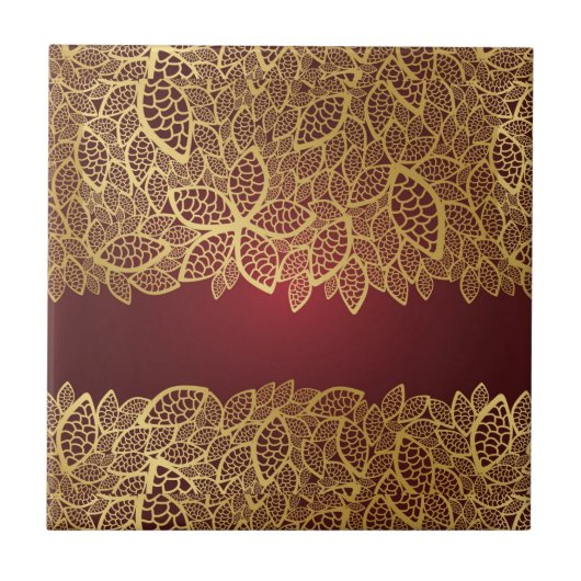 Carreau Dentelle d'or de feuille sur l'arrière - plan (Devant)