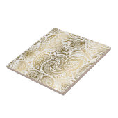 Carreau Dentelle Florale Blanche Et Or Paisley 3 (Côté)