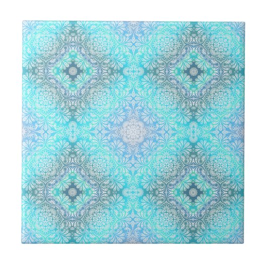 Carreau Dentelle turquoise Mandala (Devant)