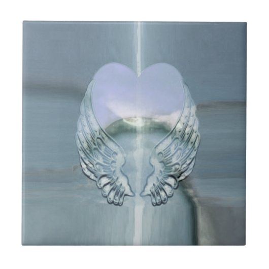 Carreau Des ailes d'Ange d'Argent enveloppées autour d'un  (Devant)