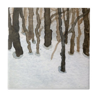 Carreau Des arbres nus dans la neige au bord des bois