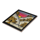 Carreau Desert Southwest Adobe Village Folk Art (Côté)