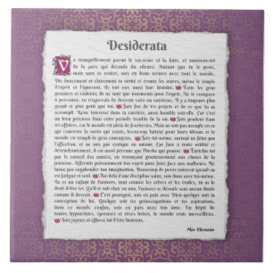 Carreau Desiderata - Choses désirées - poème