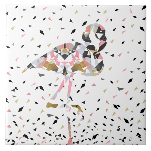 Carreau Design abstrait de Flamant rose géométrique mignon (Devant)