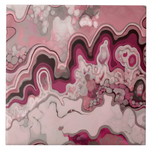 Carreau Design abstrait, peinture moderne, vagues, lignes (Devant)