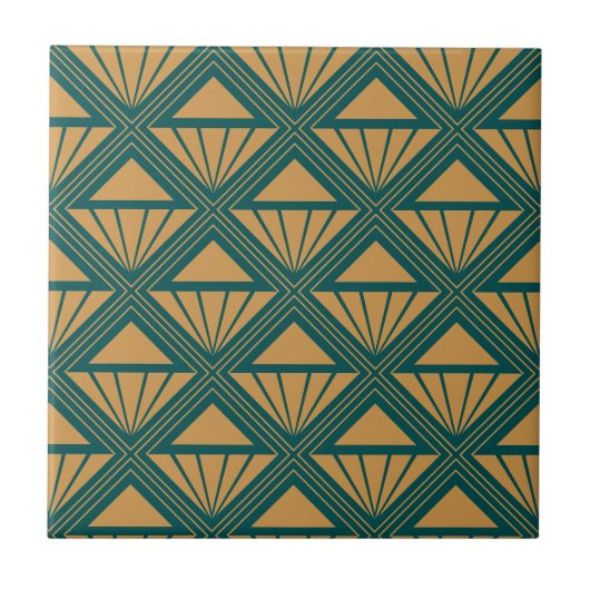Carreau Design Art Déco Gold et vert turquoise avec des rh (Devant)