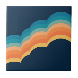 Carreau Design coloré de style rétro nuages