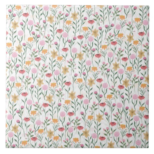 Carreau Design couleur Fleur sauvage aquarelle (Devant)
