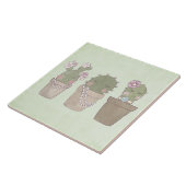 Carreau Design d'aquarelle Cactus Trio souriant (Côté)