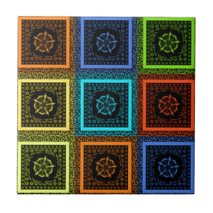 Carreau Design d'art Motif multicolore de charme À damiers