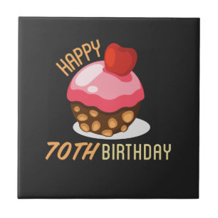 Carreau Design de 70e anniversaire mignon avec gâteau au c