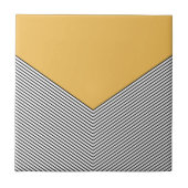 Carreau Design de chevrons noir et blanc et triangle jaune (Devant)