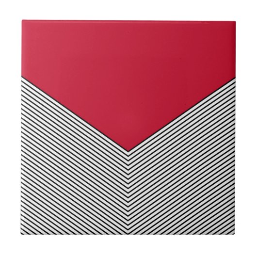 Carreau Design de chevrons noir et blanc et triangle rouge (Devant)