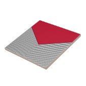 Carreau Design de chevrons noir et blanc et triangle rouge (Côté)