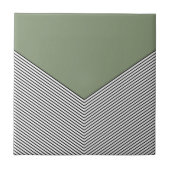 Carreau Design de chevrons noir et blanc et triangle vert (Devant)