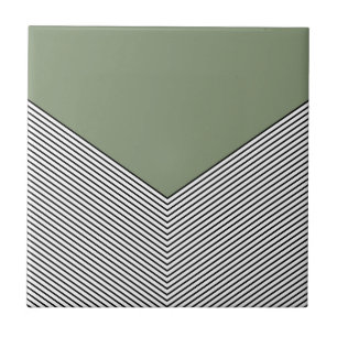 Carreau Design de chevrons noir et blanc et triangle vert