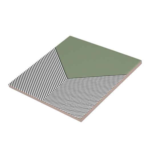 Carreau Design de chevrons noir et blanc et triangle vert (Côté)