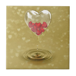 Carreau Design de coeur romantique en verre