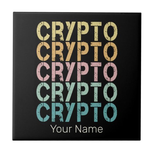 Carreau Design de lettres rétro Crypto pour Cryptomonnaie (Devant)