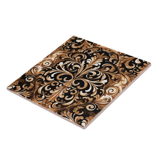 Carreau Design de look en cuir à outils occidental Tan Bro (Côté)