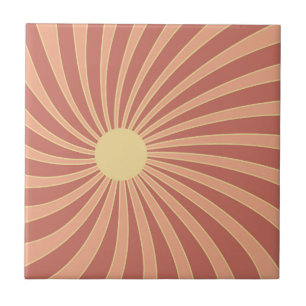 Carreau Design de solarium de style rétro rose et orange
