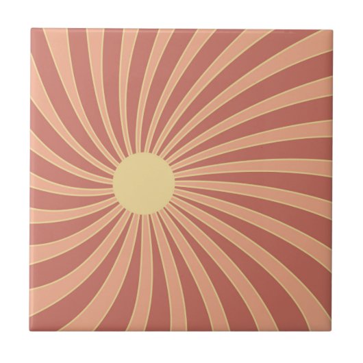 Carreau Design de solarium de style rétro rose et orange (Devant)
