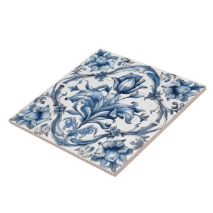 Carreau Design de tuiles en azulejo en bleu foncé et rusti