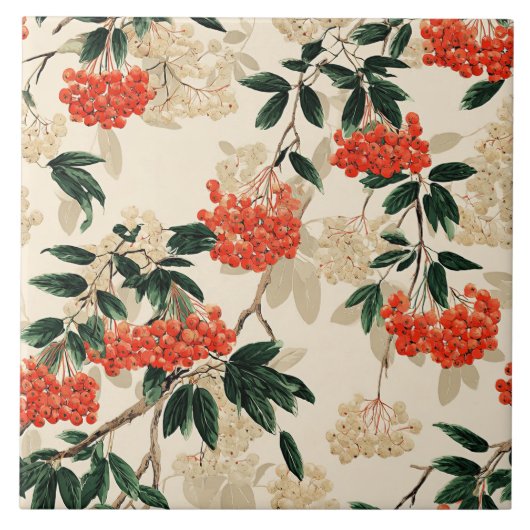 Carreau Design décoratif de baies rouges et blanches (Devant)