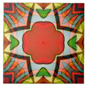 Carreau Design d'inspiration africaine en vert, rouge et j (Devant)