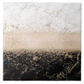 Carreau Design élégant en marbre de confetti rose en or (Devant)