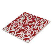 Carreau Design élégant, motif floral, rouge, blanc (Côté)