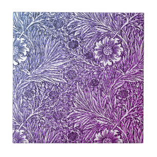 Carreau Design floral complexe dans les tons violets et bl