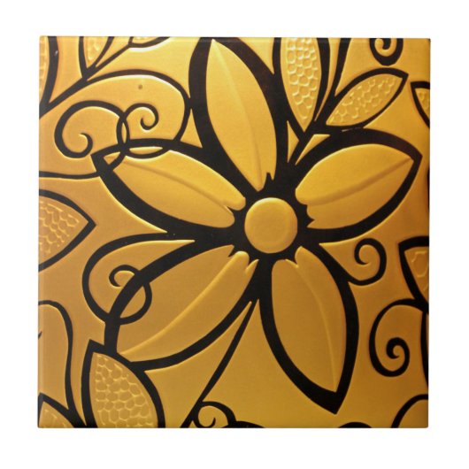 Carreau Design floral jaune doré (Devant)