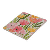 Carreau Design floral moderne du milieu du siècle rétro (Côté)