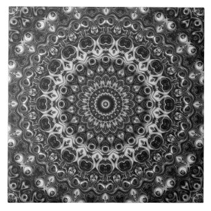 Carreau Design géométrique Mandala noir et blanc