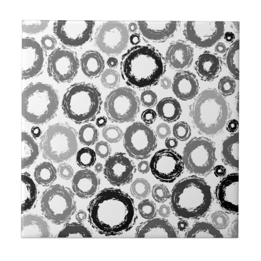 Carreau Design Gris Noir Brush Cercles Look (Devant)