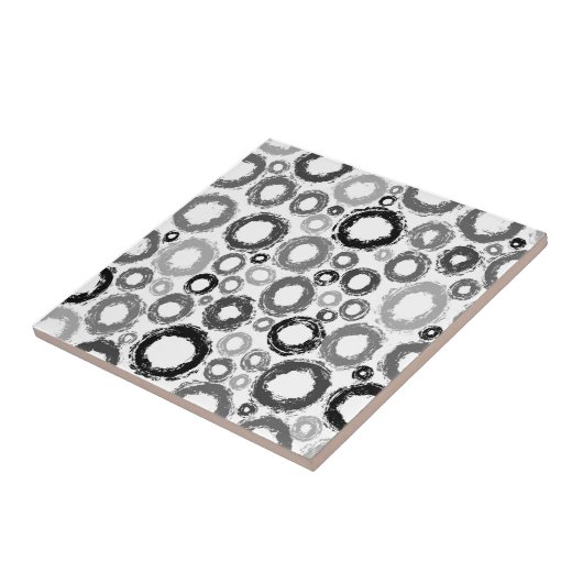 Carreau Design Gris Noir Brush Cercles Look (Côté)