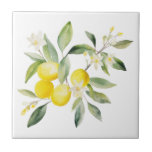 Carreau Design méditerranéen de citron toscan<br><div class="desc">Citron méditerranéen Toscane design aquarelle carreaux céramique.</div>