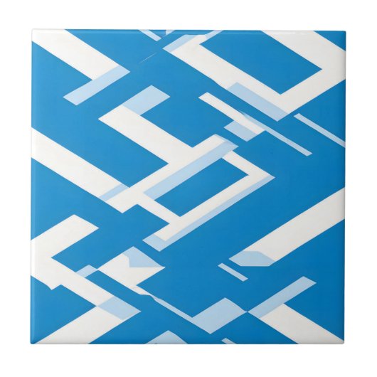 Carreau Design moderne de Motif grec bleu et blanc (Devant)