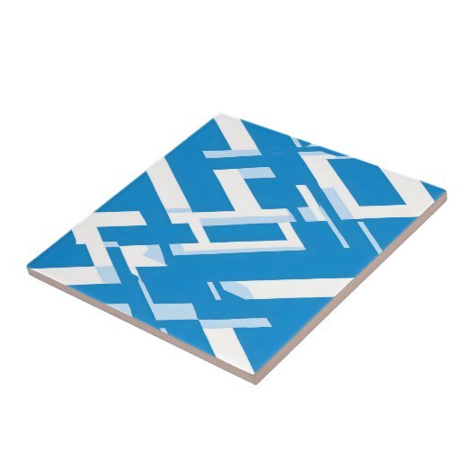 Carreau Design moderne de Motif grec bleu et blanc (Côté)