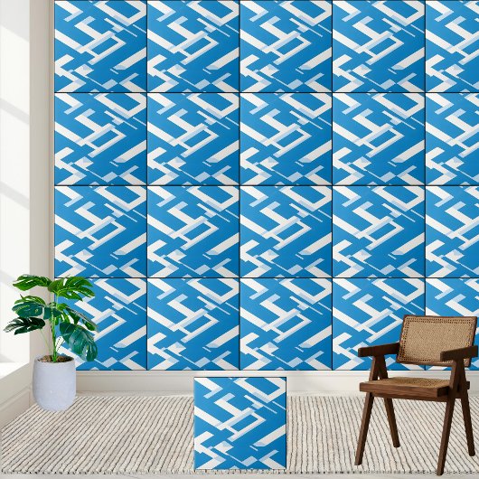 Carreau Design moderne de Motif grec bleu et blanc