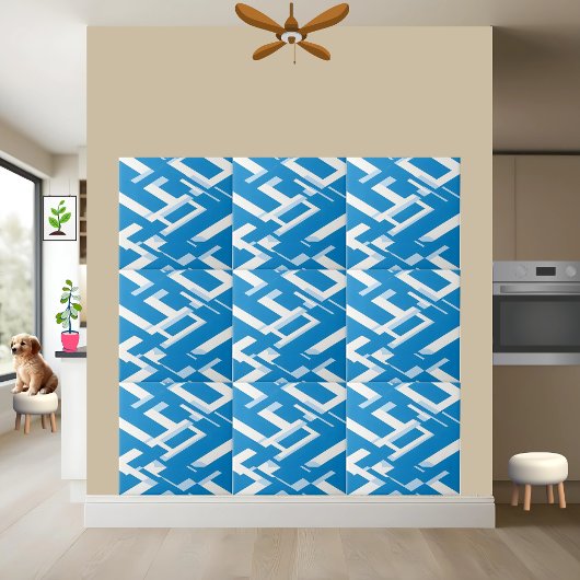 Carreau Design moderne de Motif grec bleu et blanc