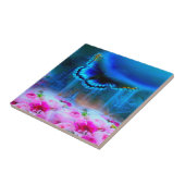 Carreau Design moderne élégant bleu papillon rose rose ros (Côté)