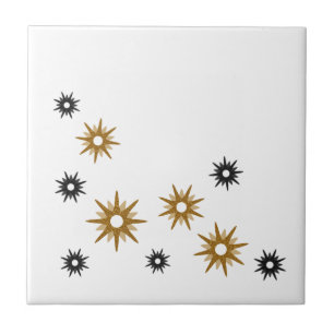 Carreau Design moderne White Gold & Black Starburst