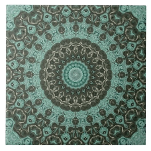 Carreau Design Motif Mandala vert antique (Devant)