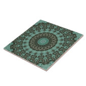 Carreau Design Motif Mandala vert antique (Côté)
