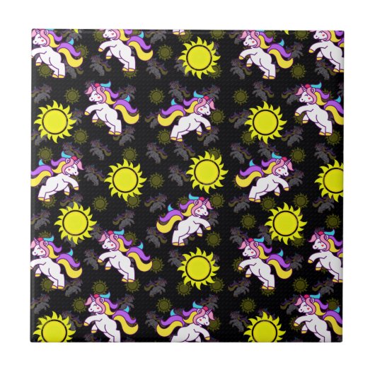 Carreau Design Motif Unicorne Noire (Devant)