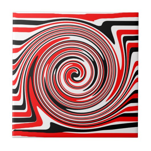 Carreau Design psychédélique rouge blanc et noir (Devant)